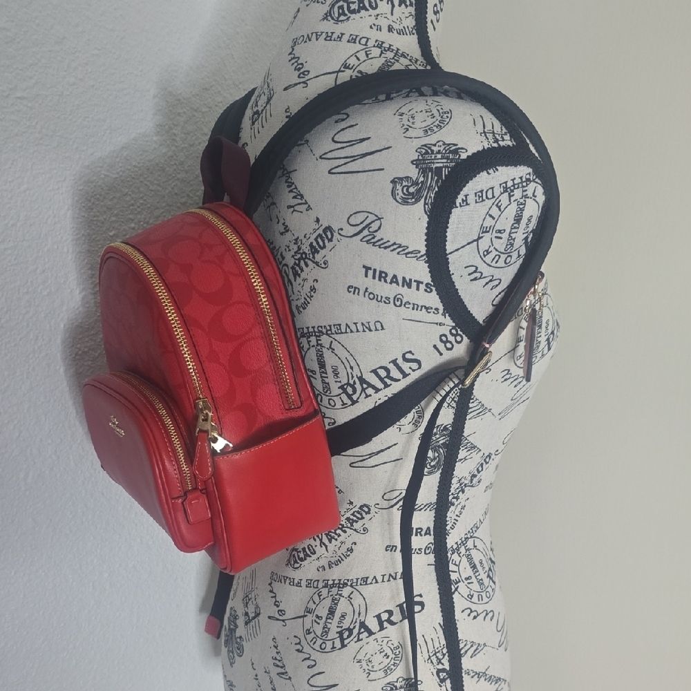 Coach Jordyn Signature Monogram Red W/ Gold Hardware Mini Backpack (NWOT)✨️❤️✨️ - Picture 4 of 13